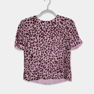 RAG & BONE Blouse Size XS Pink Red Velvet Animal Print GUC